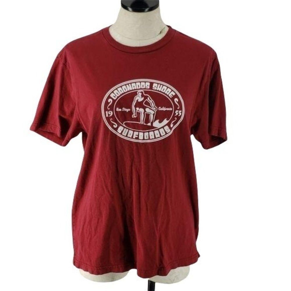 Old Navy Coronados Shore Surfboards Graphic Tee Burgundy Red Vintage Fit Medium